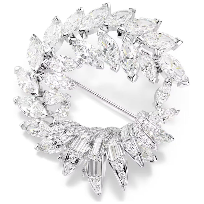 Swarovski Mesmera brooch, Marquise cut, White, Rhodium plated