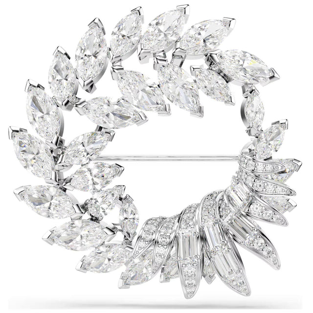 Swarovski Mesmera brooch, Marquise cut, White, Rhodium plated