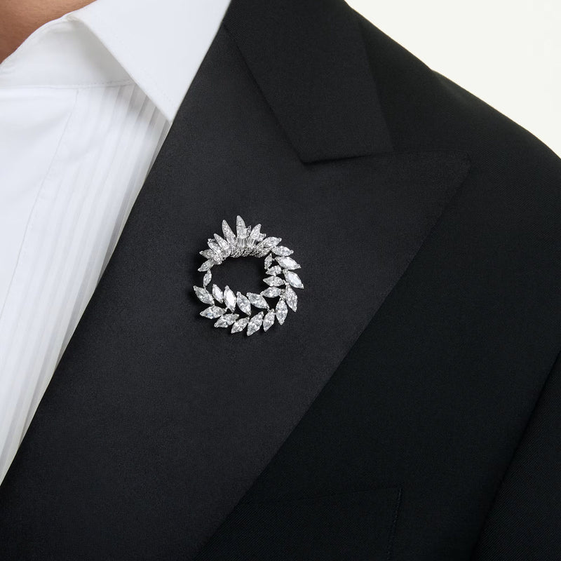 Swarovski Mesmera brooch, Marquise cut, White, Rhodium plated