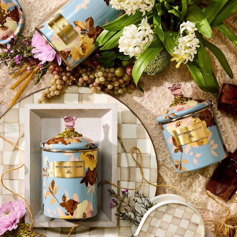Mackenzie-Childs Wild Rose Slate Small Canister