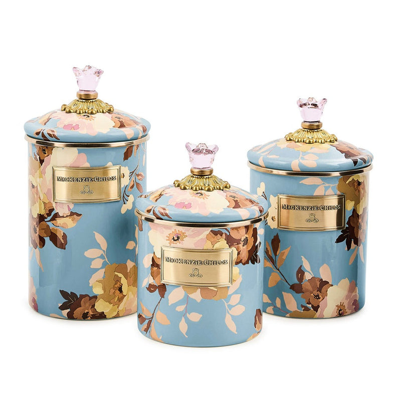 Mackenzie-Childs Wild Rose Slate Small Canister