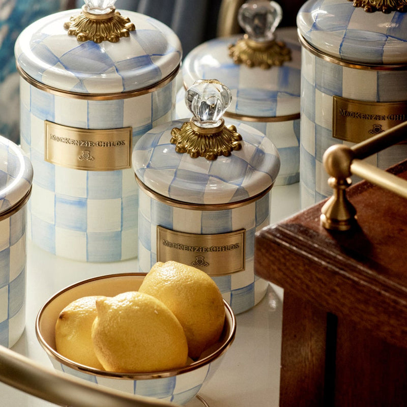 Mackenzie-Childs Sky Check Mini Canister
