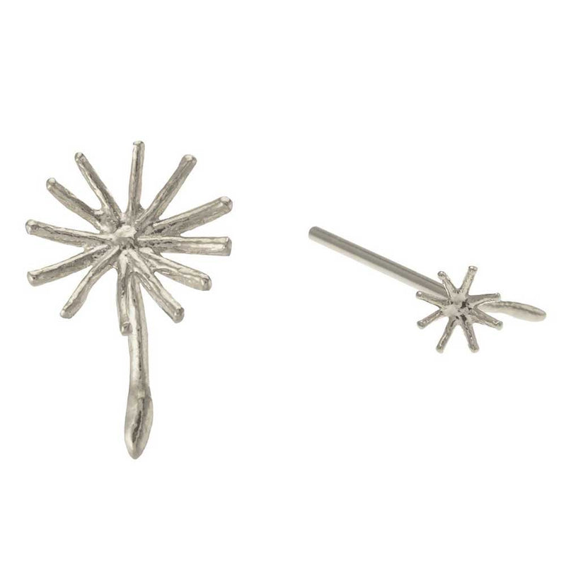 Alex Monroe Assymetric Dandelion Fluff Earrings, Silver