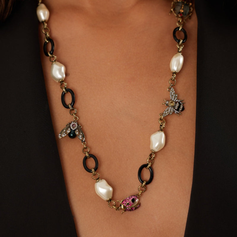 Bill Skinner Multi Bug Charm Pearl Necklace
#3