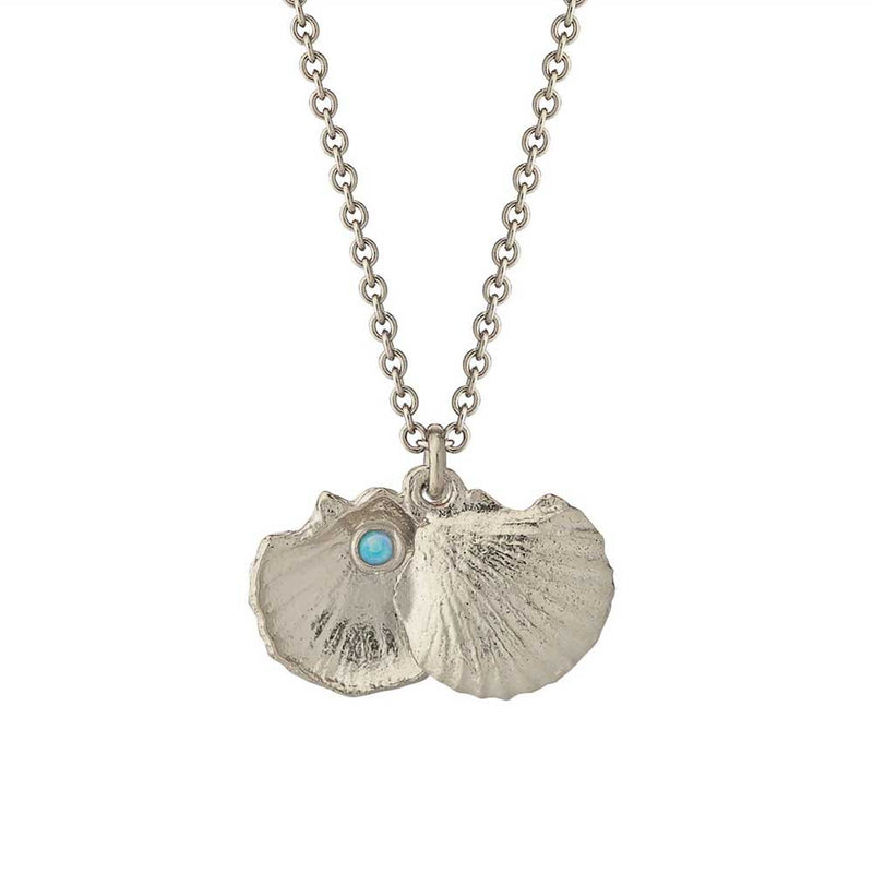 Alex Monroe Open Shell Opal Necklace, Sterling Silver