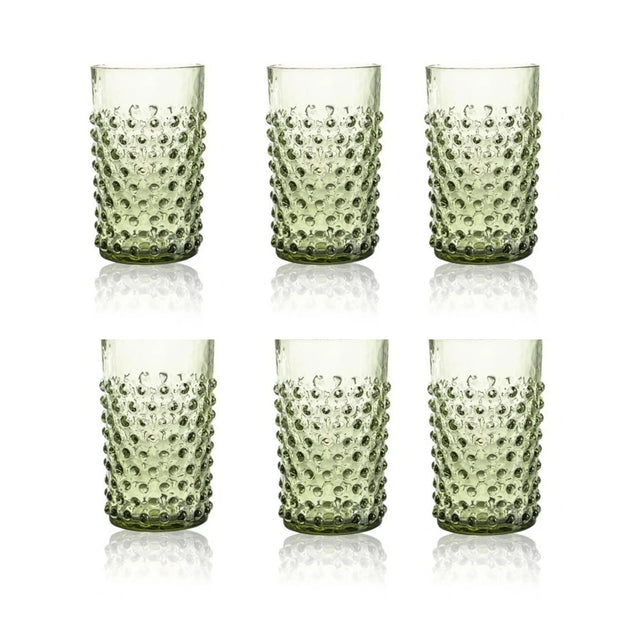 Klimchi Olive Green Hobnail Tumblers (set of 6)
