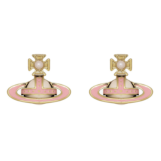 Vivienne Westwood Simonetta Pink & Gold Stud Earrings, Gold Plated
