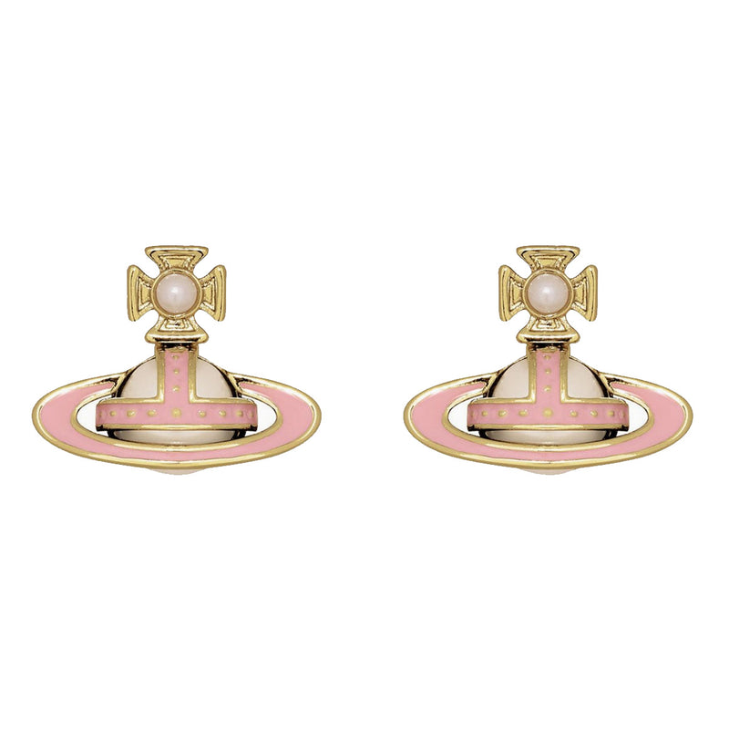 Vivienne Westwood Simonetta Pink & Gold Stud Earrings, Gold Plated