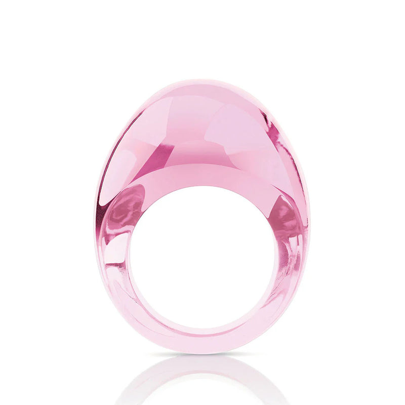 Lalique Cabochon Pink Ring, Size 54