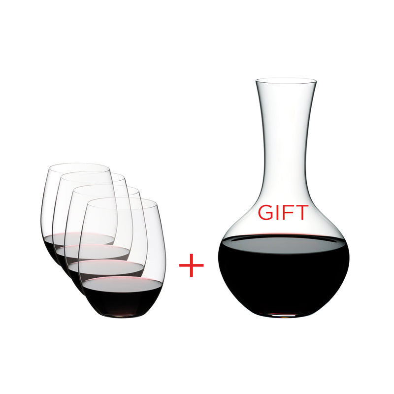 Riedel O Wine Tumblers Set of Four Cabernet Merlot Glasses and Syrah Decanter