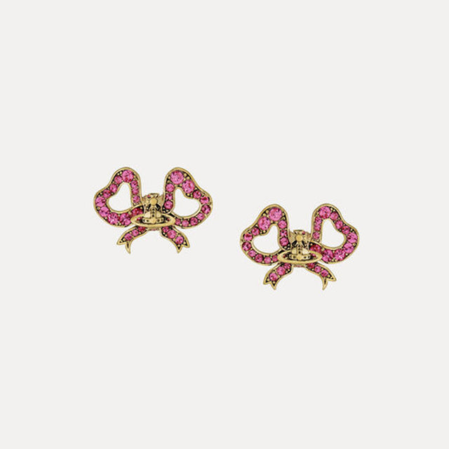 Vivienne Westwood Rigoberta Gold & Pink Earrings, Gold Plated