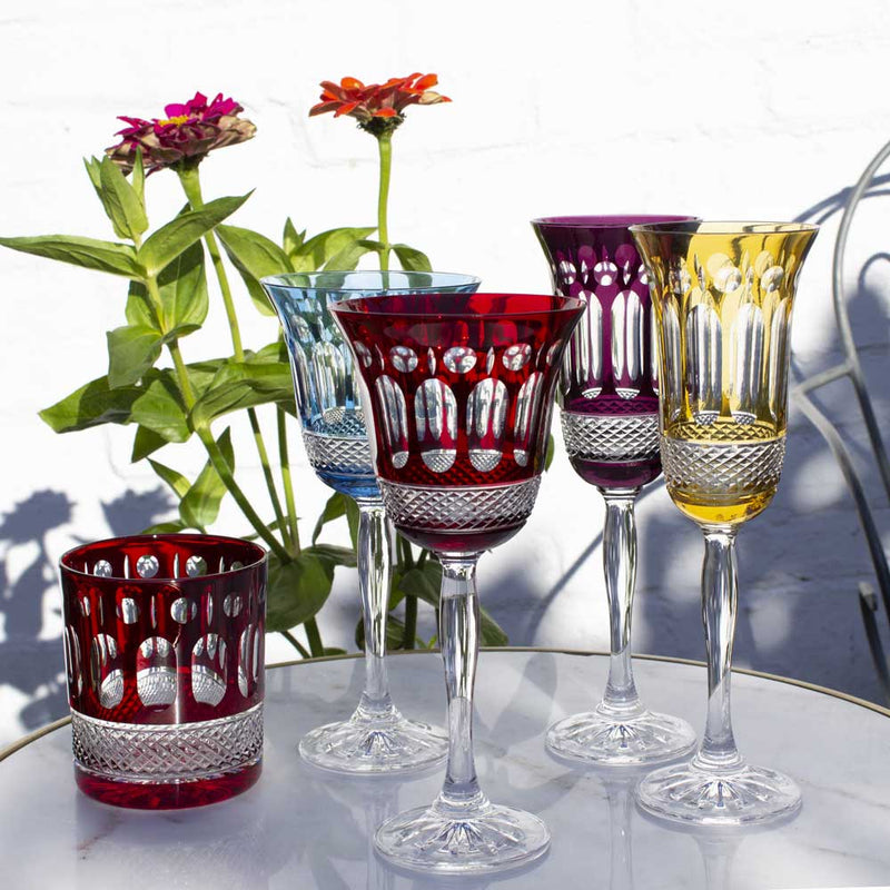 Royal Scot Crystal Belgravia 2 Gold Amber Champagne Flutes