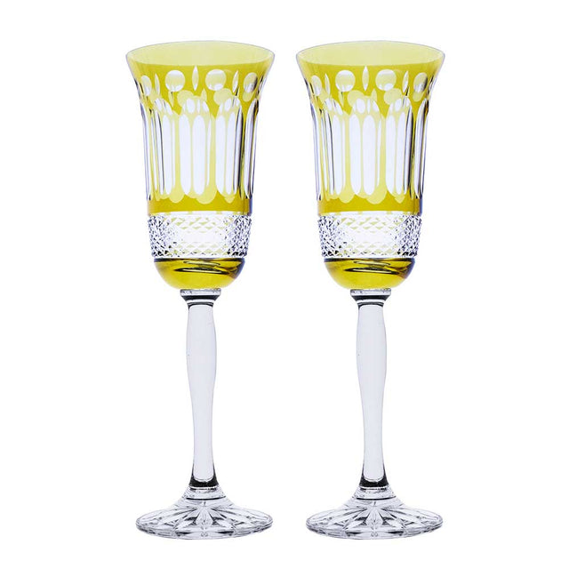 Royal Scot Crystal Belgravia 2 Gold Amber Champagne Flutes, 230mm