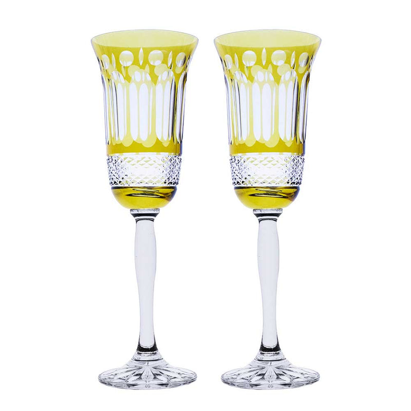 Royal Scot Crystal Belgravia 2 Gold Amber Champagne Flutes, 230mm