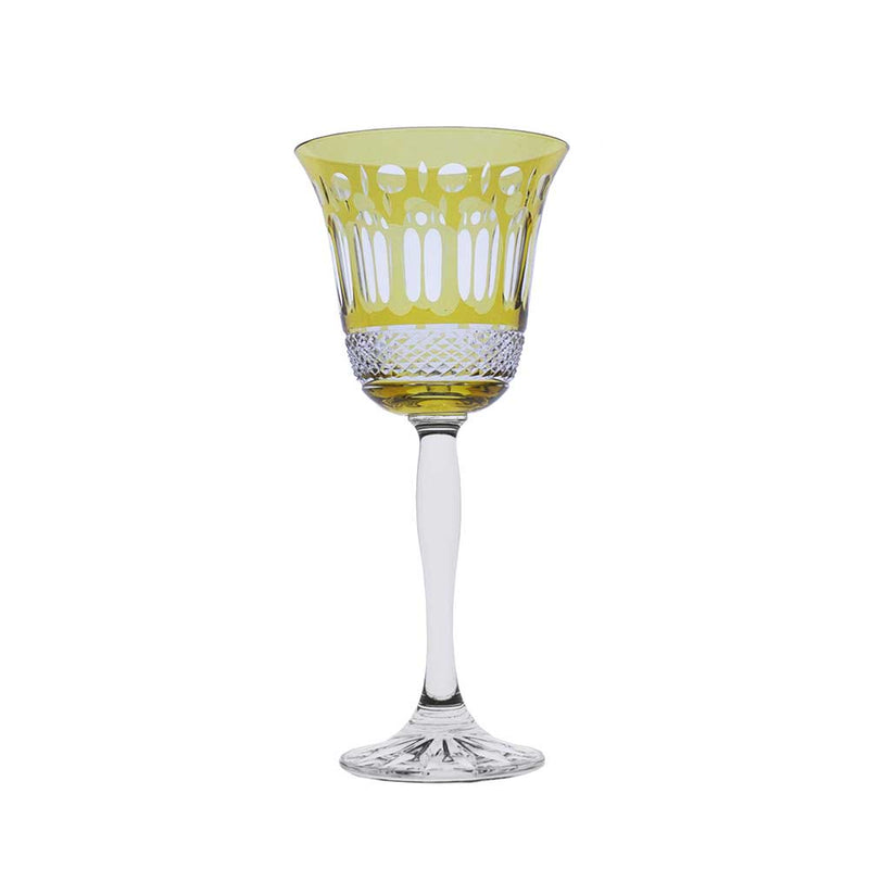 Royal Scot Crystal Belgravia 2 Gold Amber Large Crystal Wine Glasses