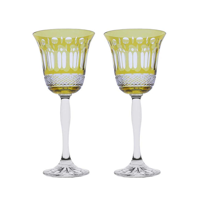 Royal Scot Crystal Belgravia 2 Gold Amber Large Crystal Wine Glasses, 210mm