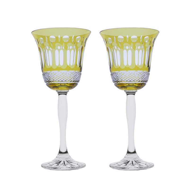 Royal Scot Crystal Belgravia 2 Gold Amber Large Crystal Wine Glasses, 210mm