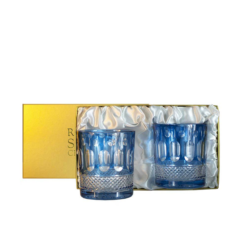 Royal Scot Crystal Belgravia Set of 2 Sky Blue Large Crystal Tumblers
