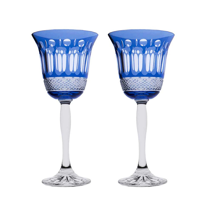 Royal Scot Crystal Belgravia 2 Sky Blue Large Crystal Wine Glasses, 210mm