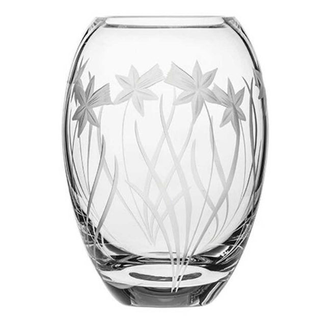 Royal Scot Crystal Daffodil Medium Barrel Vase, 180mm