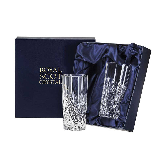 Royal Scot Crystal Edinburgh 2 Tall Tumblers
