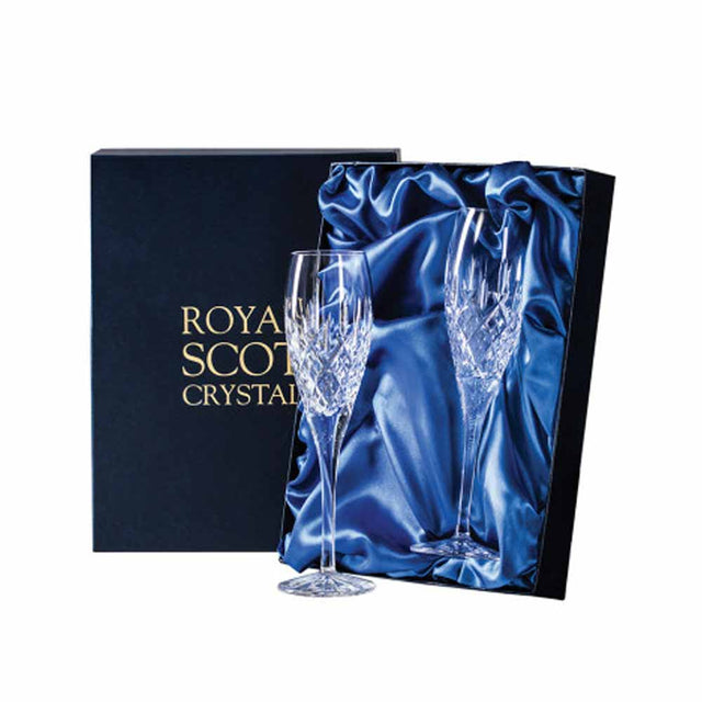 Royal Scot Crystal London 2 Crystal Champagne Flutes