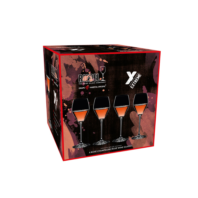 Set of Four Riedel Extreme Rose Champagne Glasses gift box