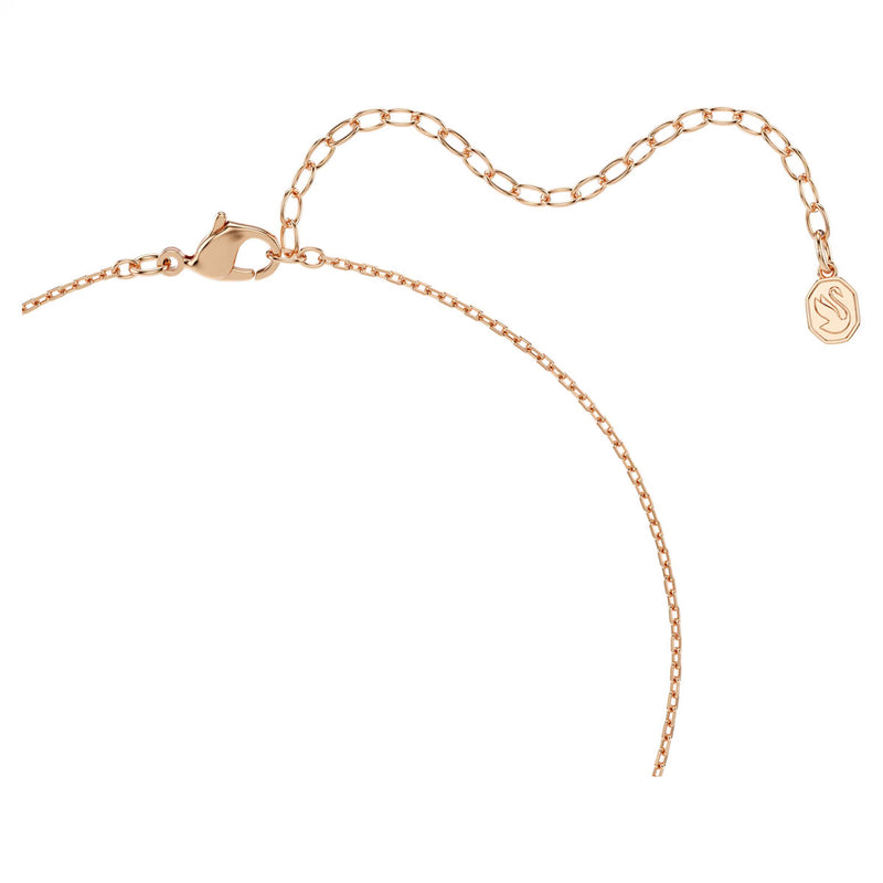 Swarovski Swan pendant, Mixed cuts, Swan, Black, 18K rose gold finish