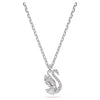 Swarovski Swan pendant, Mixed cuts, Swan, White, Rhodium plated