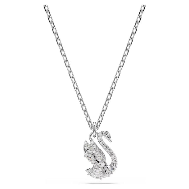 Swarovski Swan pendant, Mixed cuts, Swan, White, Rhodium plated