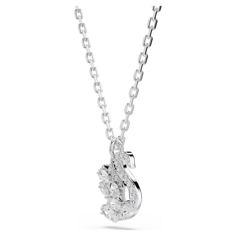 Swarovski Swan pendant, Mixed cuts, Swan, White, Rhodium plated