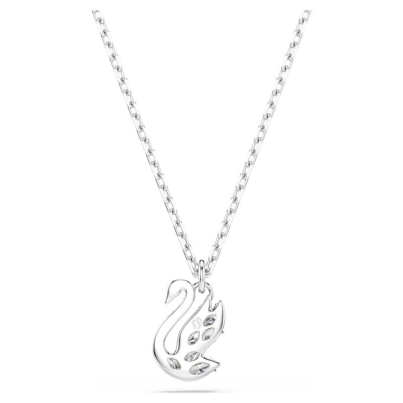 Swarovski Swan pendant, Mixed cuts, Swan, White, Rhodium plated