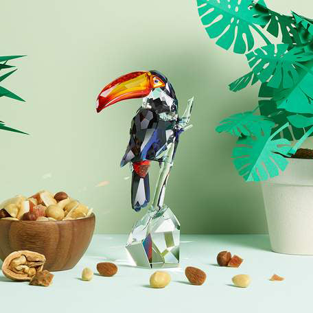 Swarovski Toucan Crystal Ornament in a tropical scene