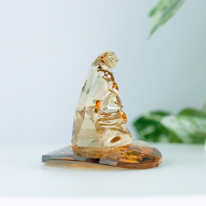 Swarovski Harry Potter Sorting Hat with a plant in the background