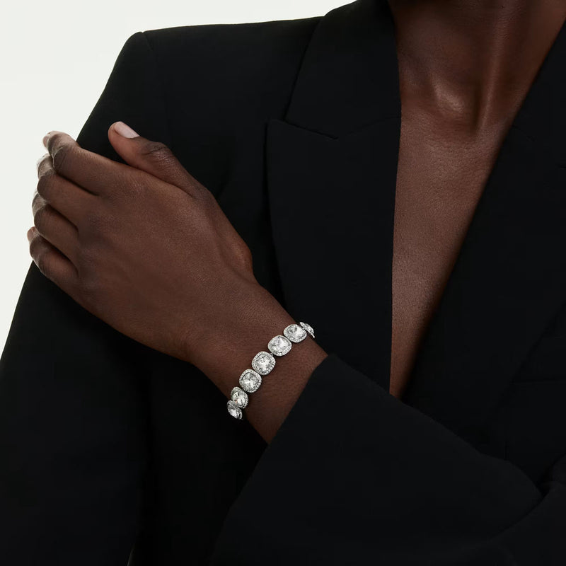 Swarovski Una Angelic bracelet, Cushion cut, White, Rhodium plated