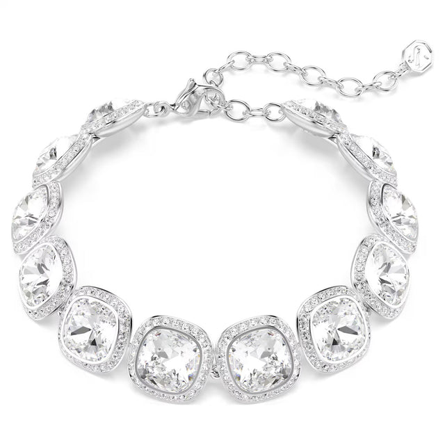 Swarovski Una Angelic bracelet, Cushion cut, White, Rhodium plated