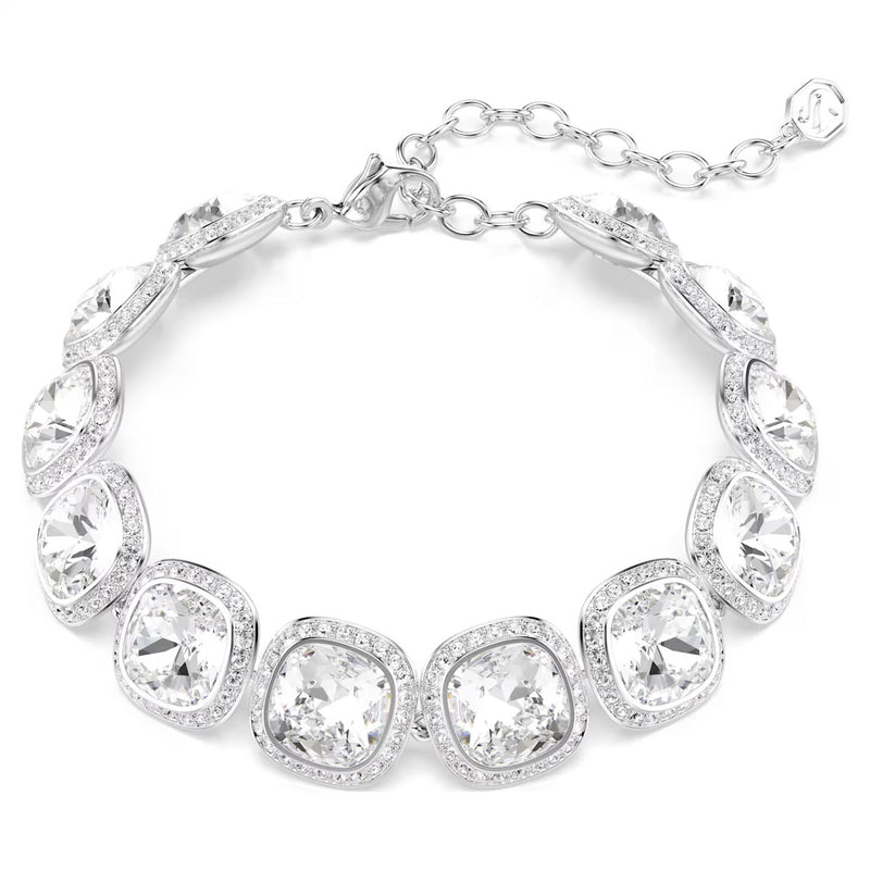 Swarovski Una Angelic bracelet, Cushion cut, White, Rhodium plated