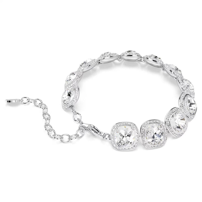 Swarovski Una Angelic bracelet, Cushion cut, White, Rhodium plated