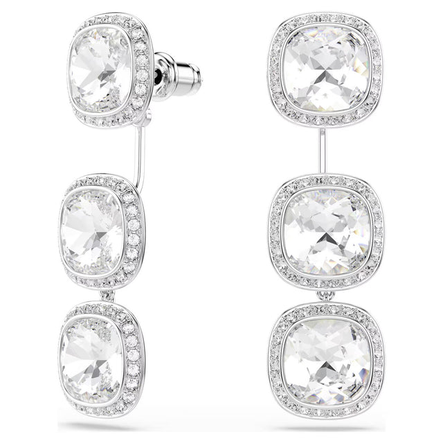 Swarovski Una Angelic earrings, Cushion cut, White, Rhodium plated