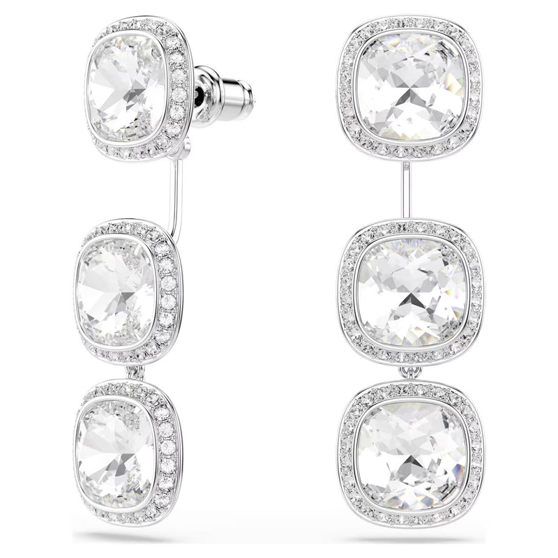 Swarovski Una Angelic earrings, Cushion cut, White, Rhodium plated