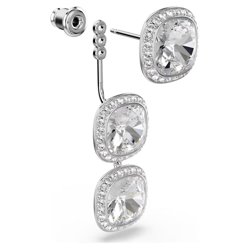 Swarovski Una Angelic earrings, Cushion cut, White, Rhodium plated