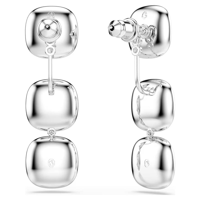 Swarovski Una Angelic earrings, Cushion cut, White, Rhodium plated