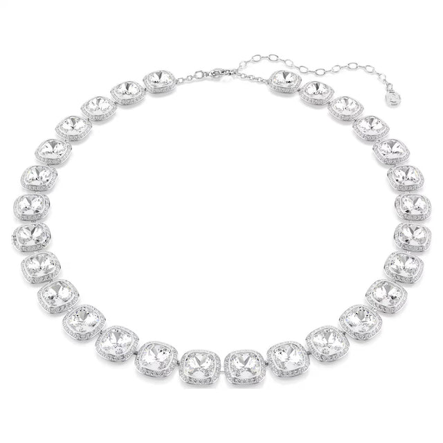 Swarovski Una Angelic necklace, Cushion cut, White, Rhodium plated