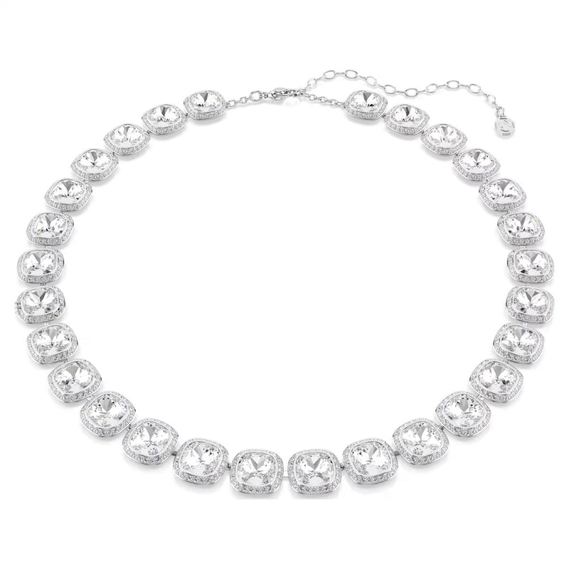 Swarovski Una Angelic necklace, Cushion cut, White, Rhodium plated