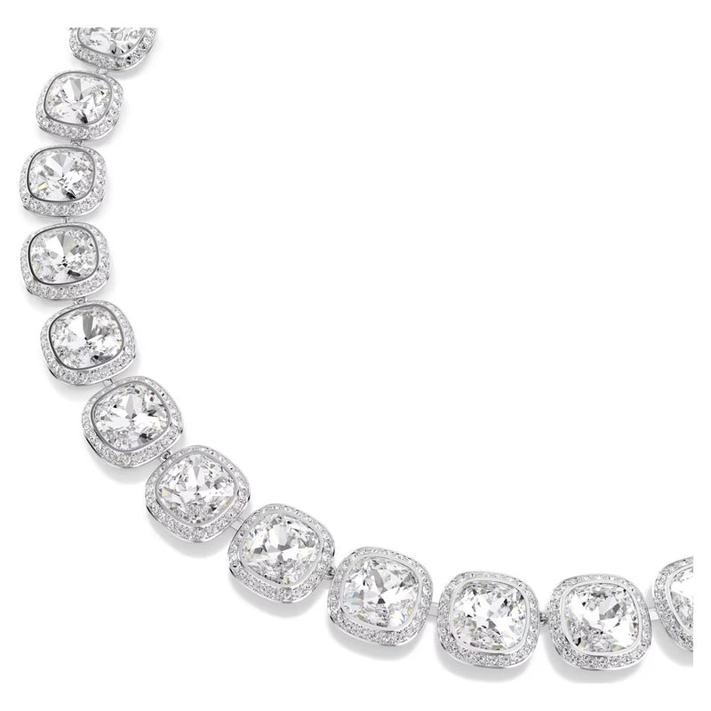 Swarovski Una Angelic necklace, Cushion cut, White, Rhodium plated