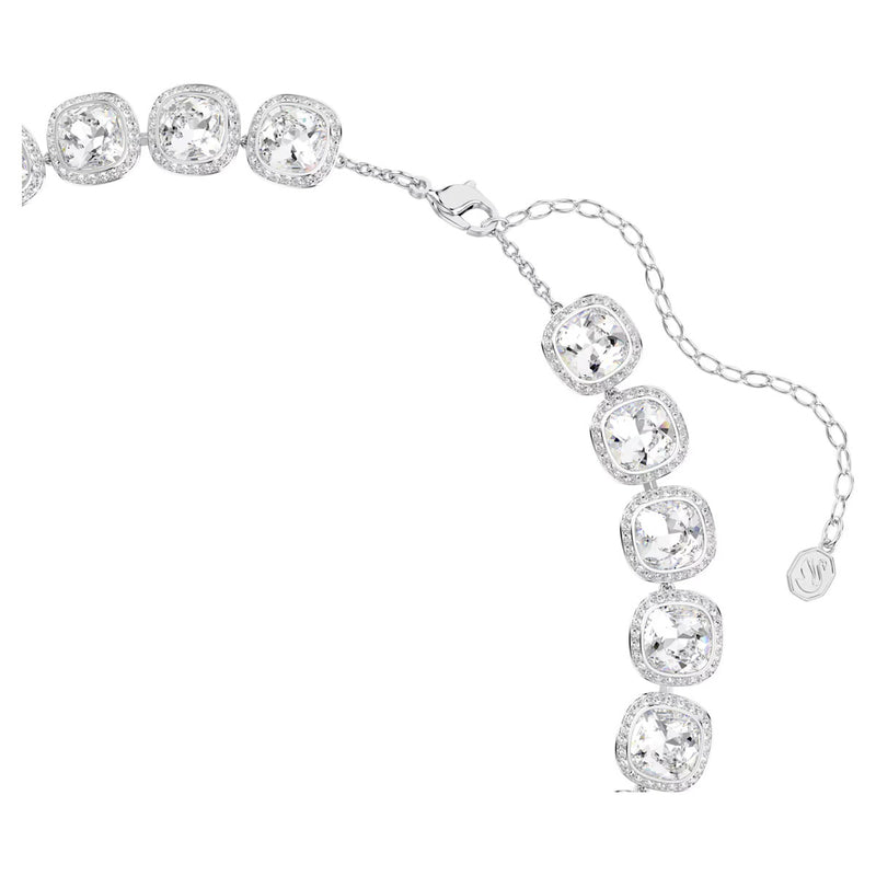 Swarovski Una Angelic necklace, Cushion cut, White, Rhodium plated