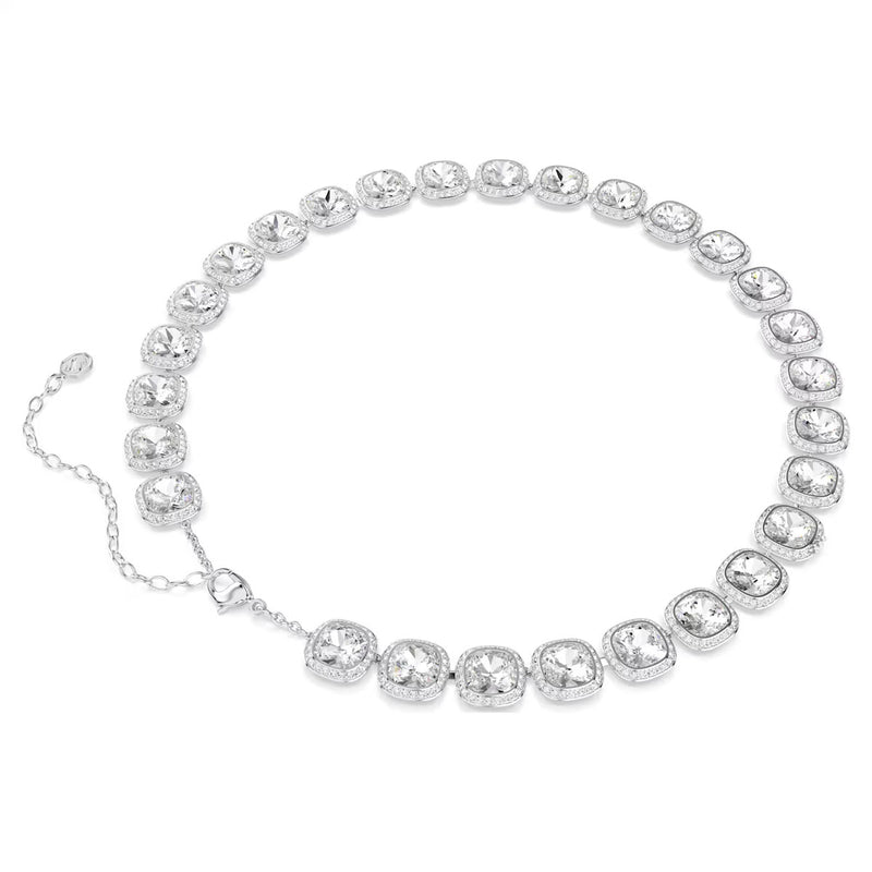 Swarovski Una Angelic necklace, Cushion cut, White, Rhodium plated