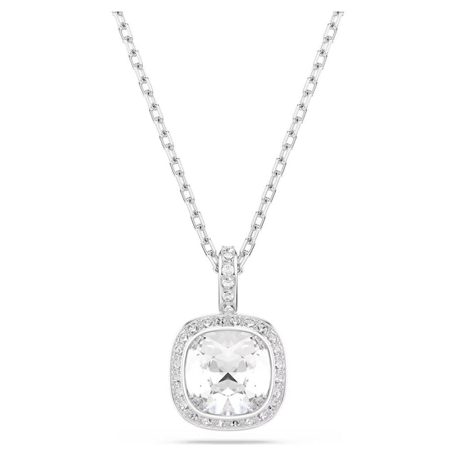 Swarovski Una Angelic pendant, Cushion cut, White, Rhodium plated