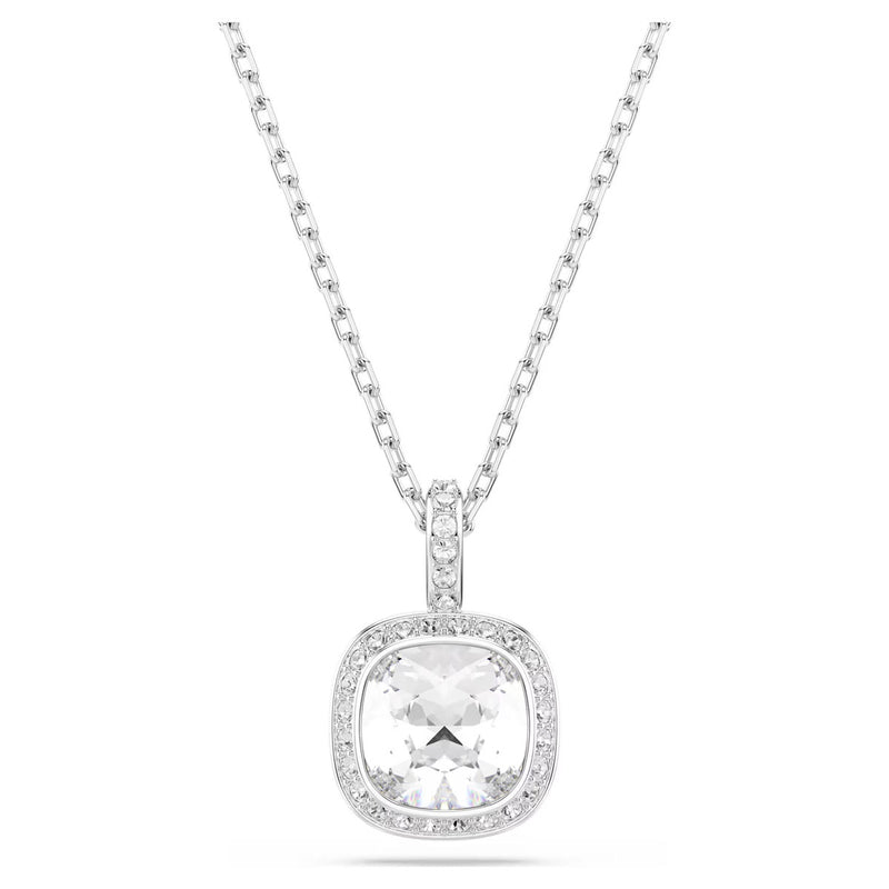 Swarovski Una Angelic pendant, Cushion cut, White, Rhodium plated