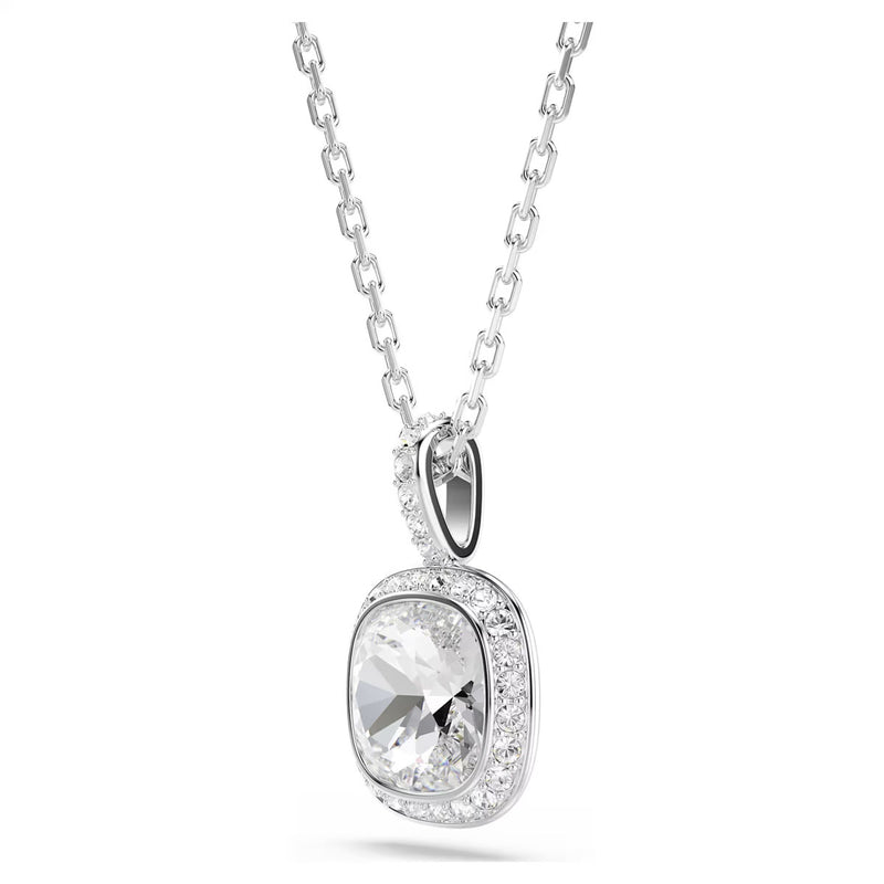 Swarovski Una Angelic pendant, Cushion cut, White, Rhodium plated